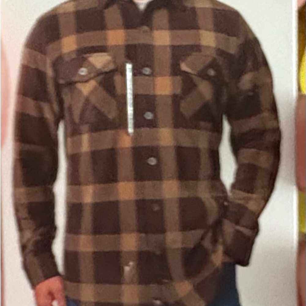 Men's Brown Plaid Casual Button Down Shirt